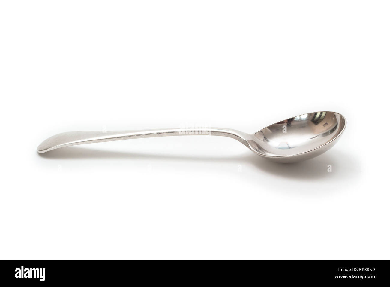 Silver soup spoon Stock Photo