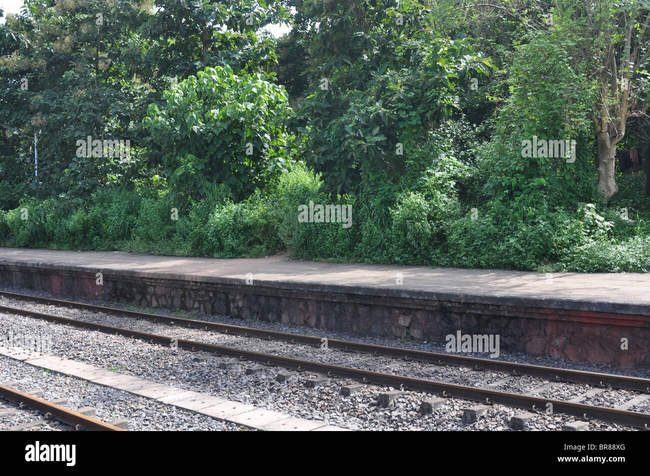 A lonely and natural railway platform near Mangalore, india Stock Photo
