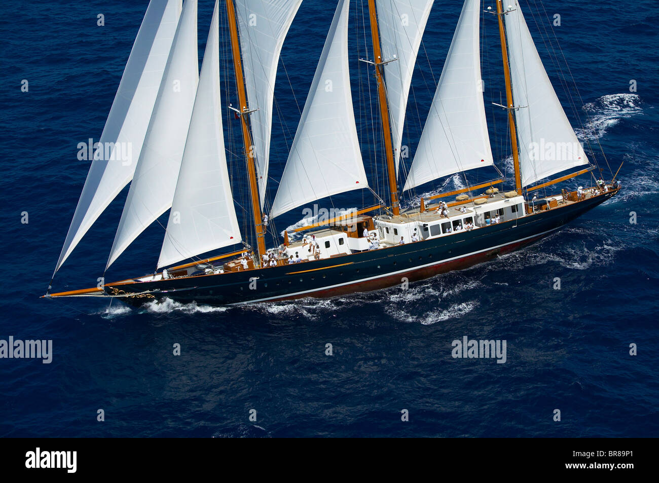 The three-masted schooner "Fleurtje" sailing at Antigua ...