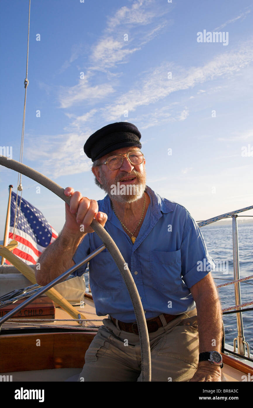 Sailing aboard the 12m yacht "Weatherly" in Newport, Rhode Island, USA