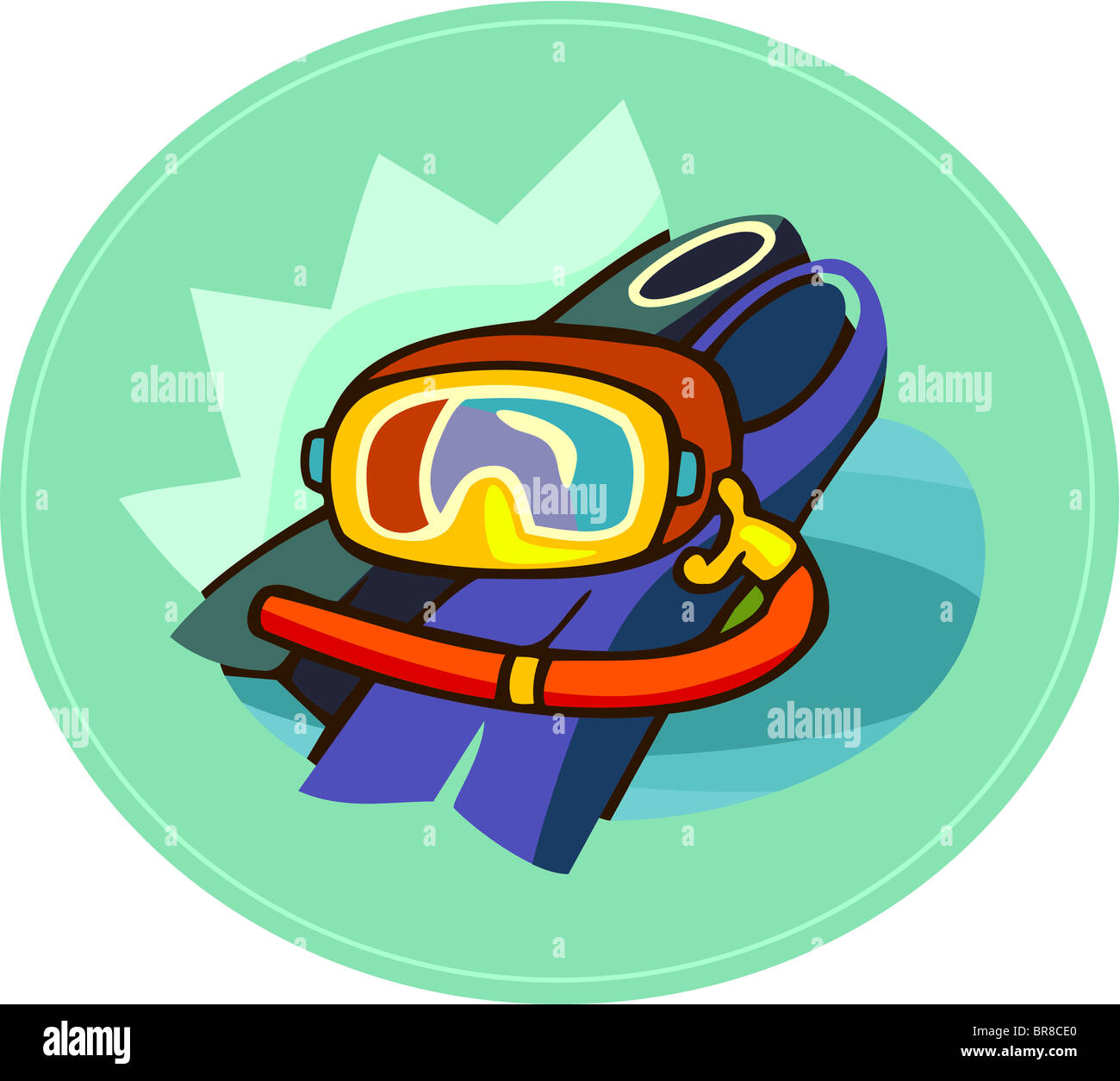 A scuba mask and flippers Stock Photo
