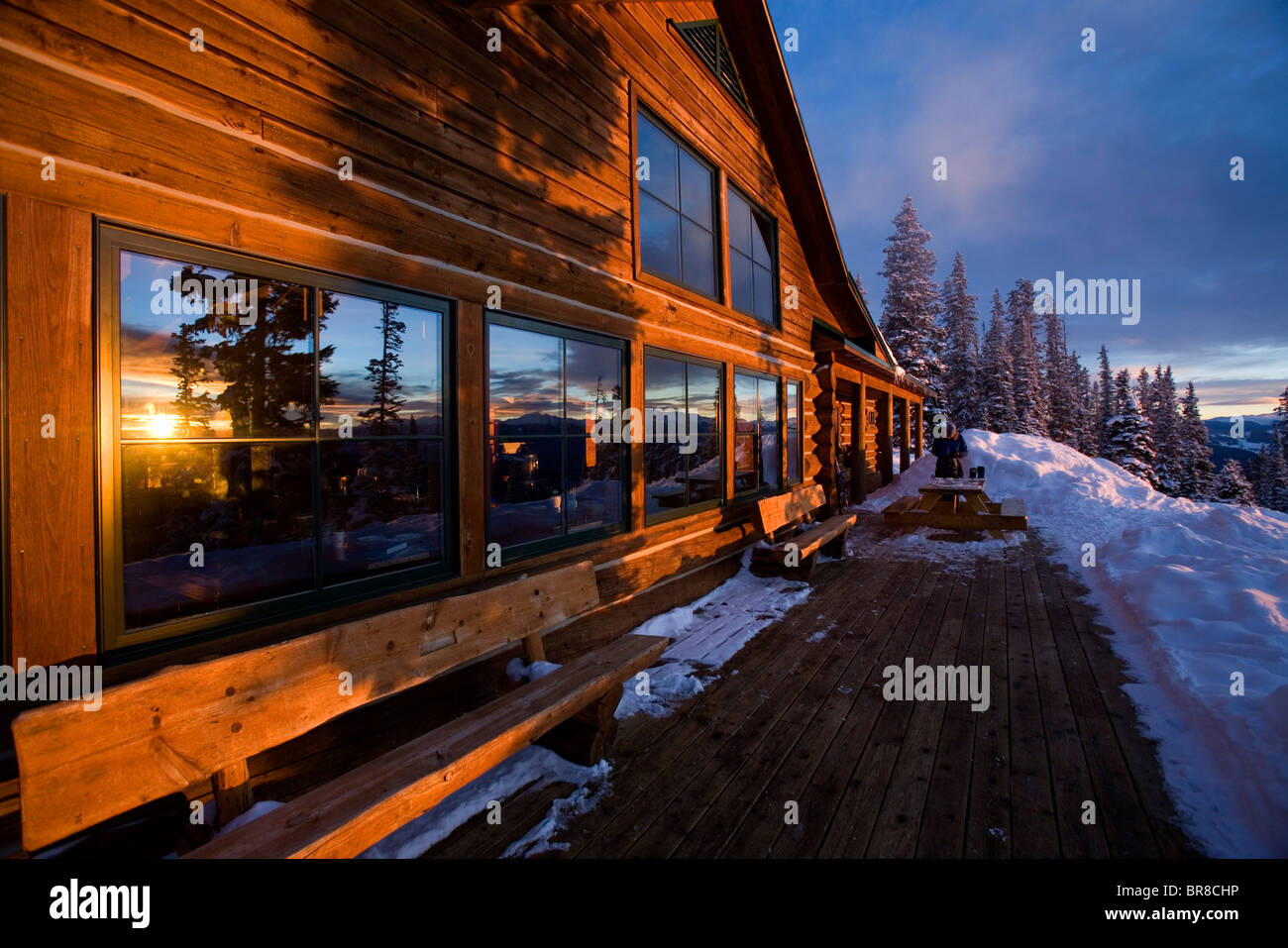 Sunset At A Back Country Hut In Vail Colorado Stock Photo