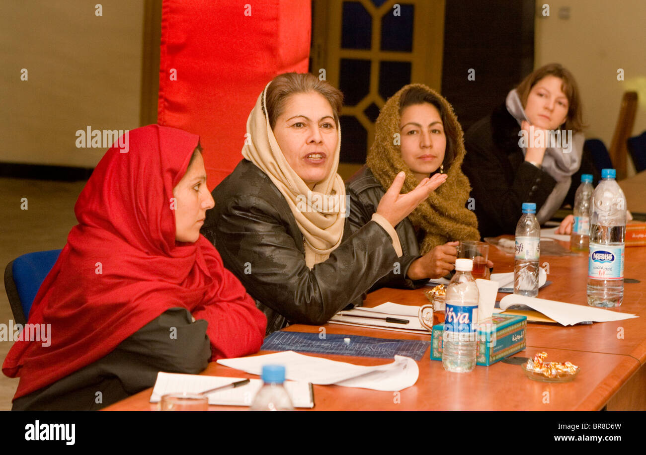 Women participate in a business seminar in Kabul. Stock Photo