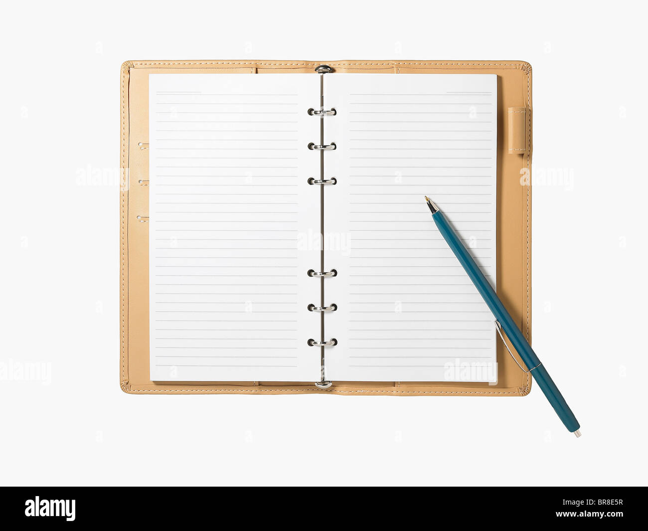 Open diary and pen Stock Photo
