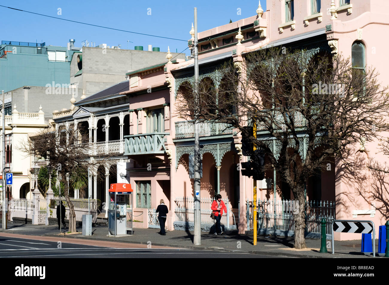 Victorian houses, Victoria Parade, East Melbourne, Australia Stock