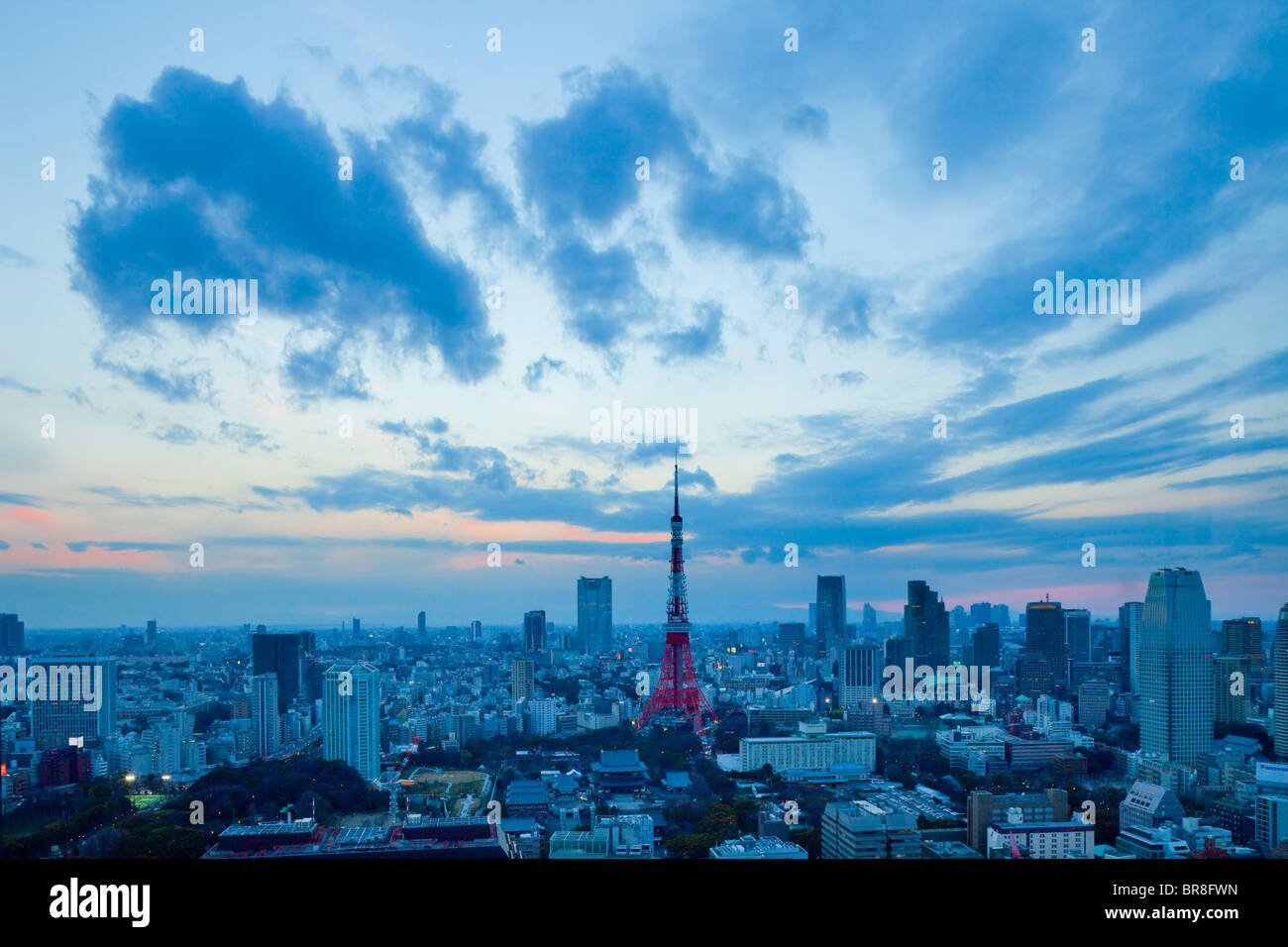Cityscape of Minato Ward at dusk Stock Photo