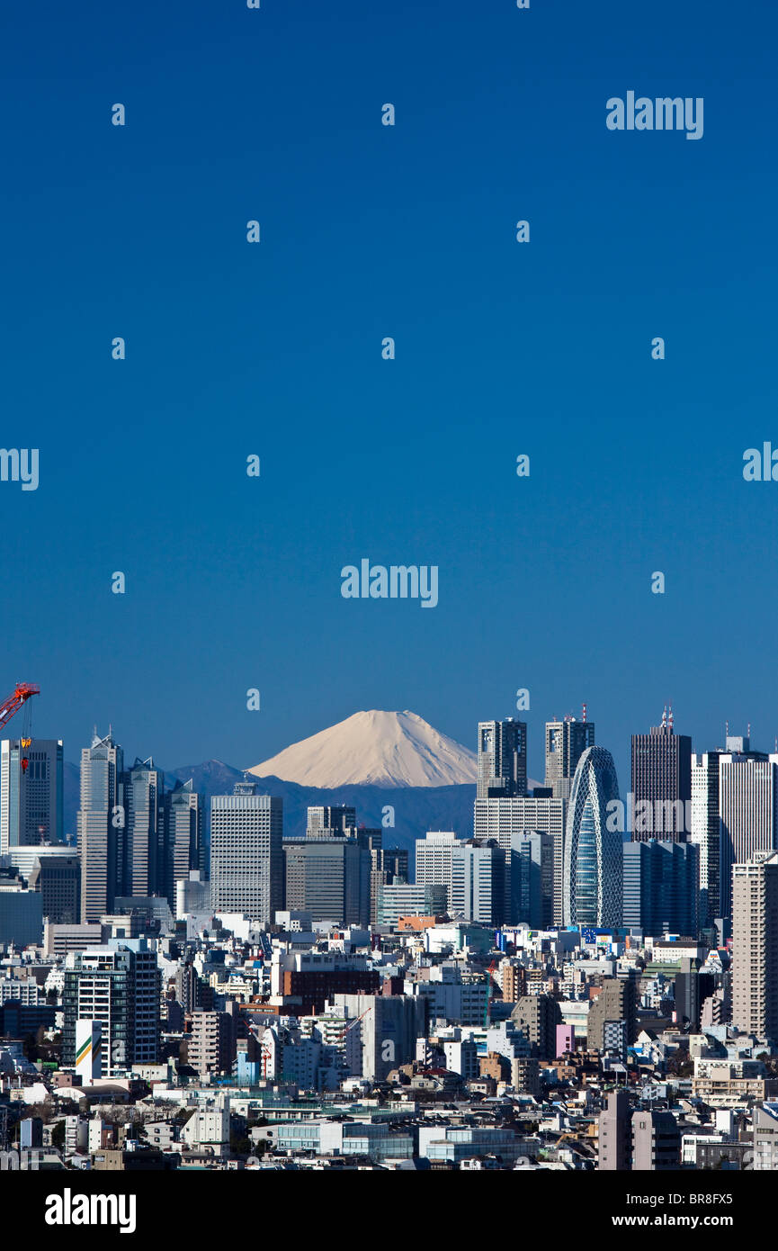 Skyline of Shinjuku and Mt. Fuji Stock Photo