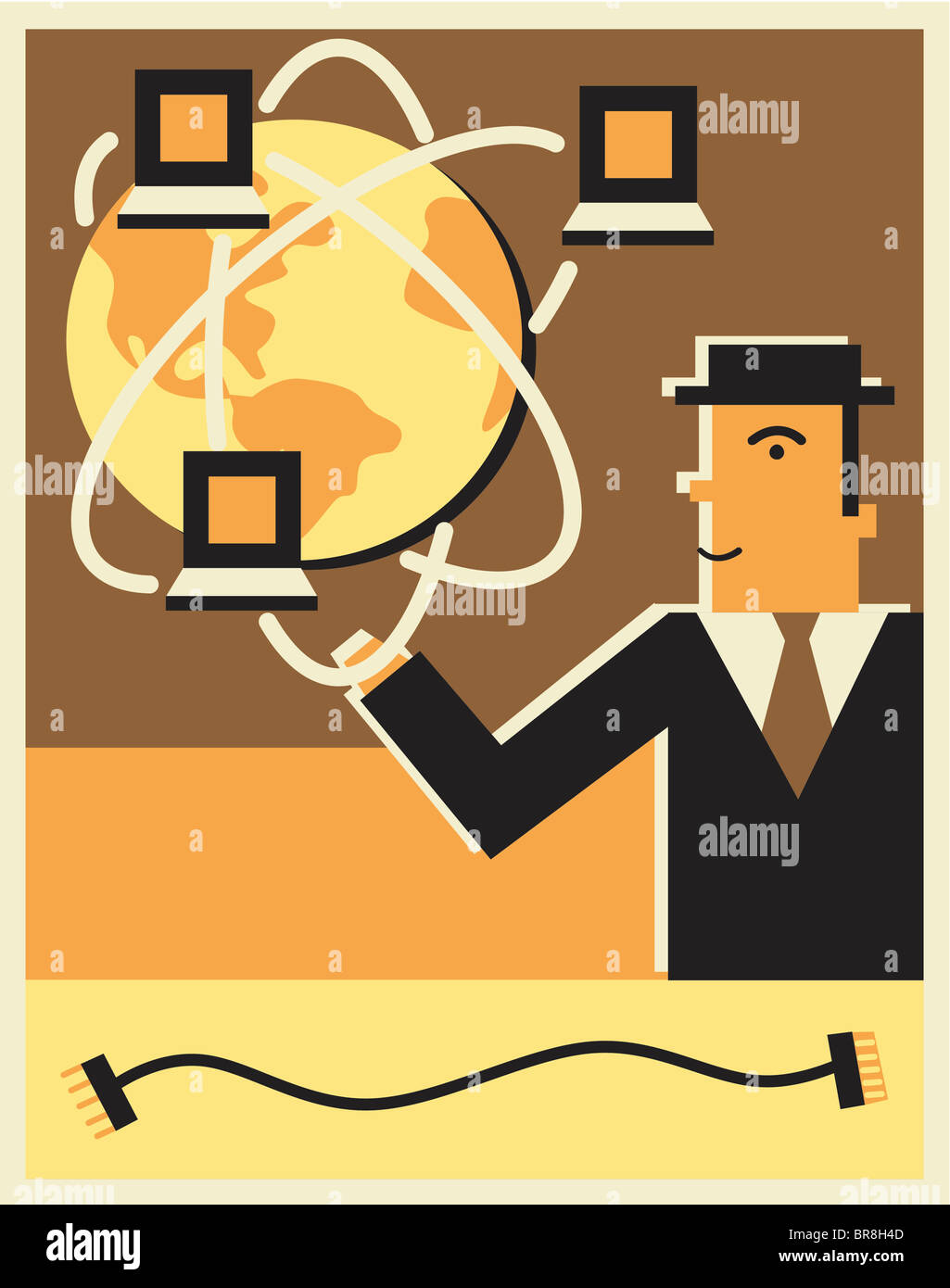 Man accessing a worldwide computer network Stock Photo - Alamy