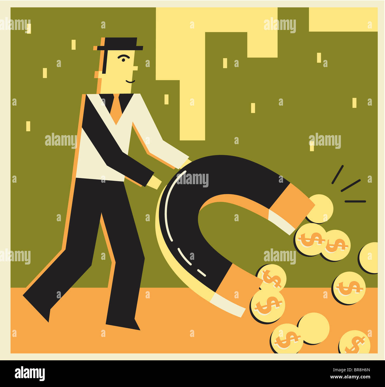 A man using a money to pick up coins Stock Photo Alamy