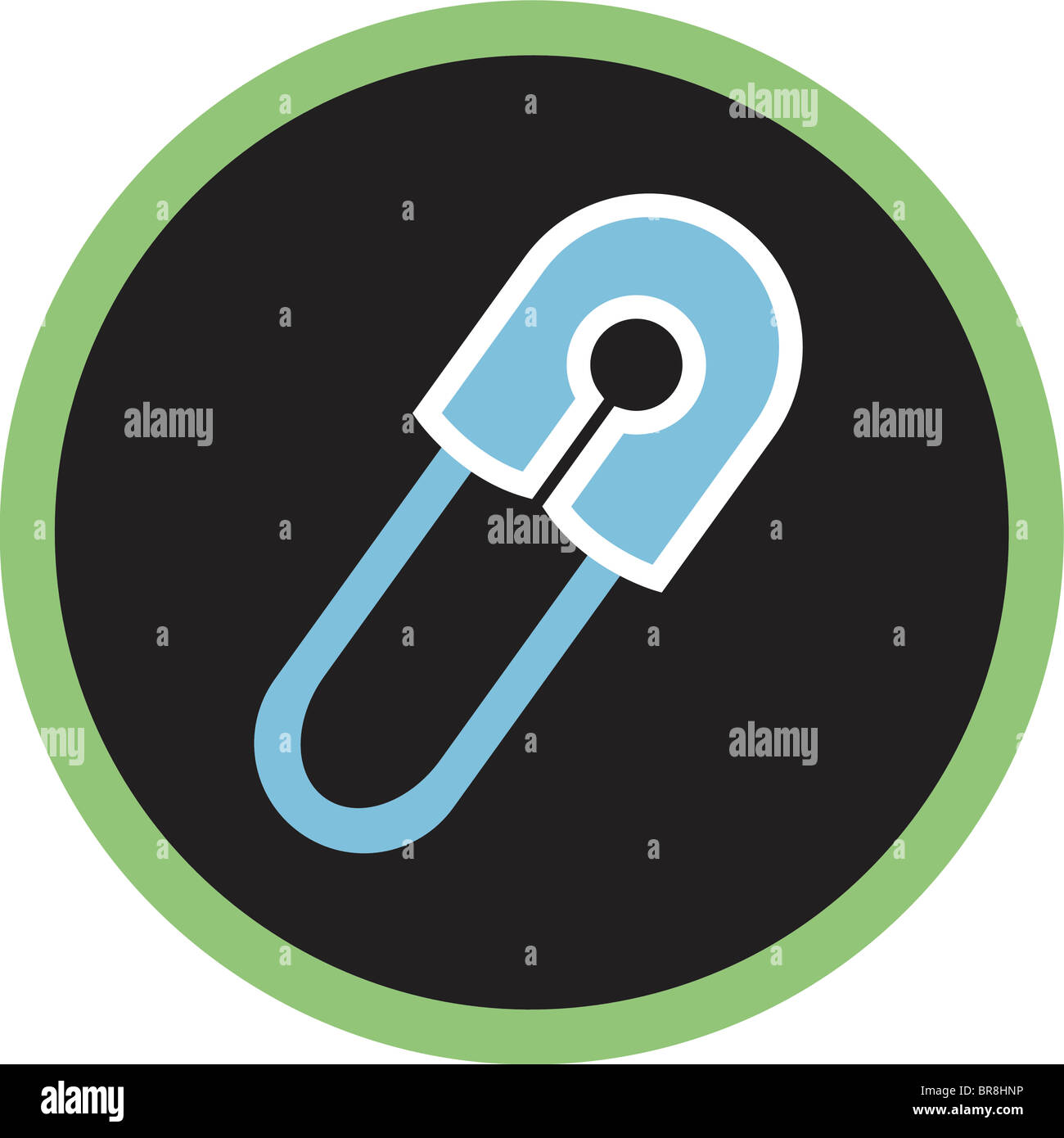 A blue safety pin on black background Stock Photo Alamy