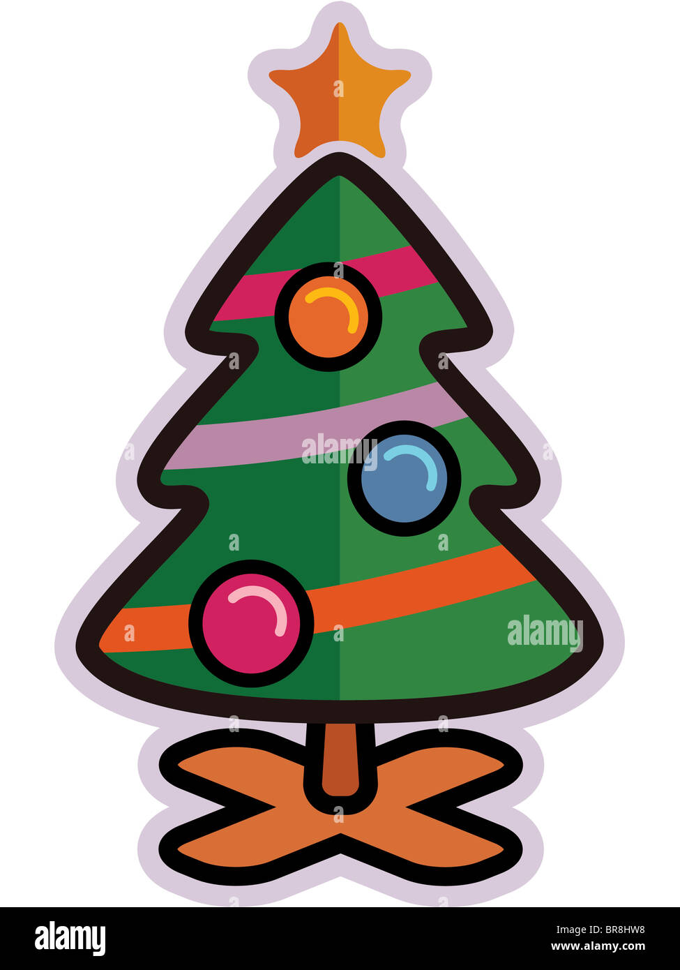 Illustration of a christmas tree with a star on top Stock Photo - Alamy