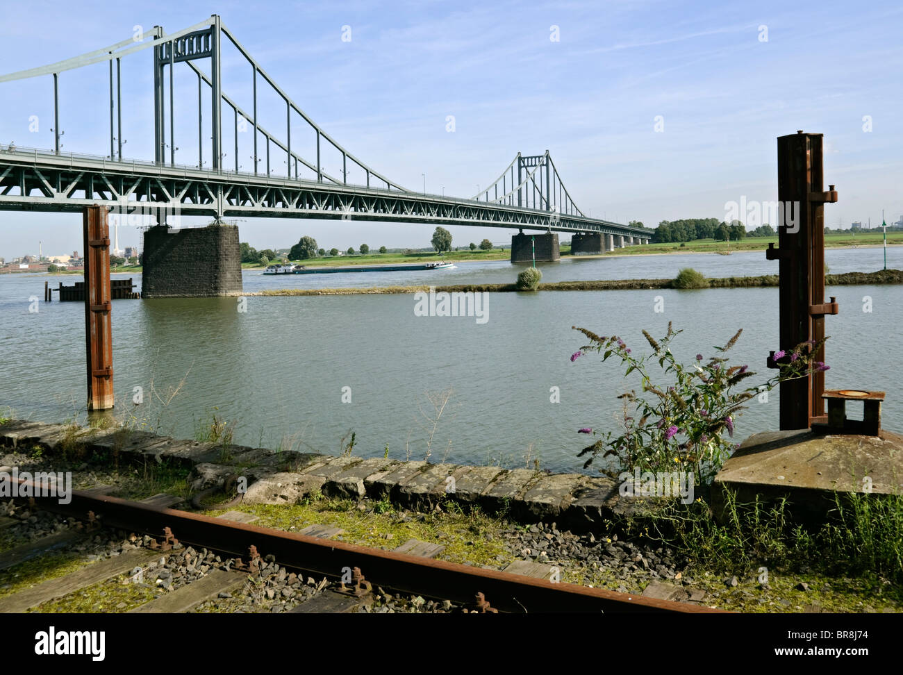 Uerdingen bridge over the Rhine, Krefeld, NRW, Germany. Stock Photo