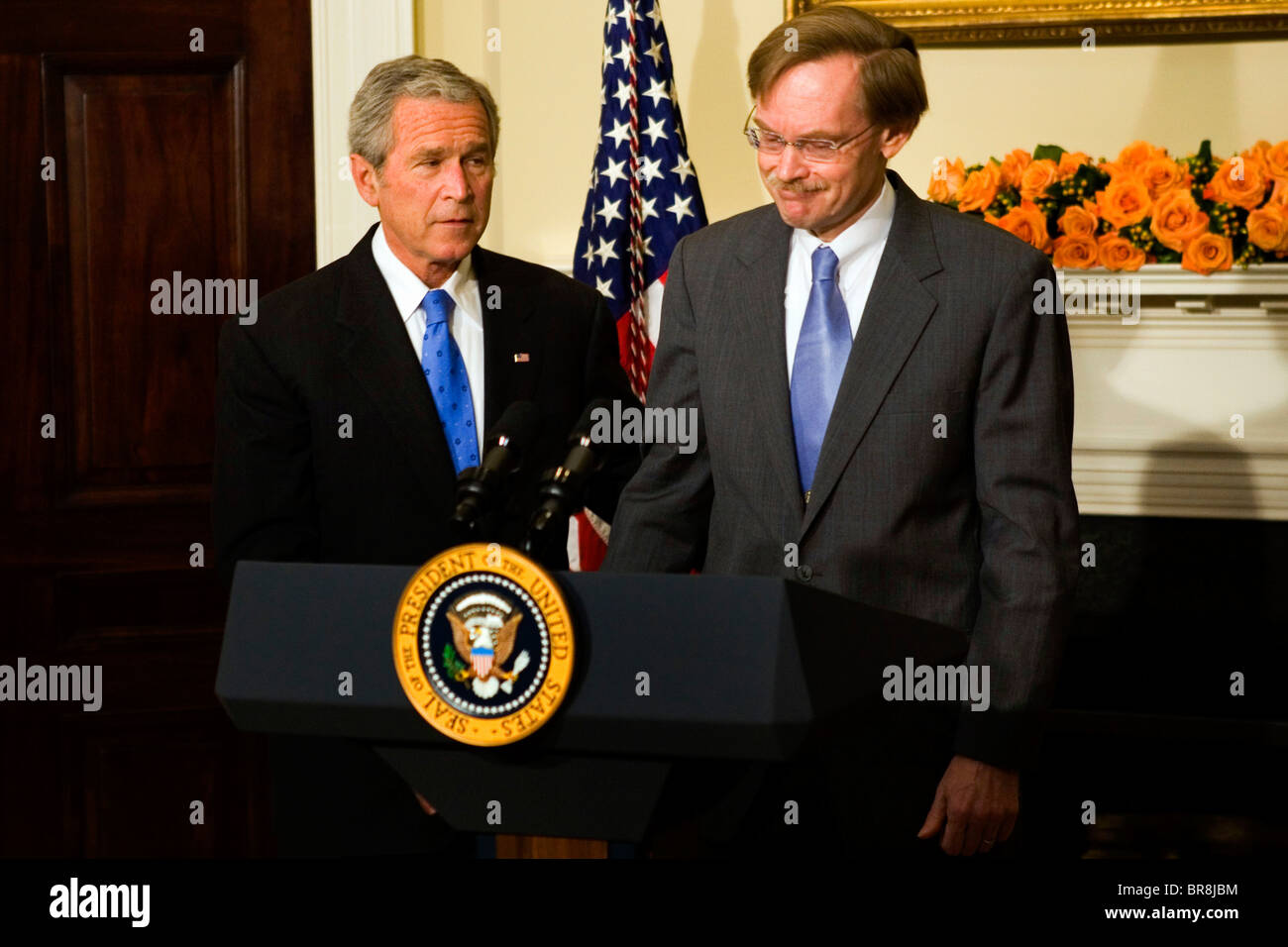 President Bush announces Robert Zoellick to replace Paul Wolfowitz as head of the World Bank Stock Photo