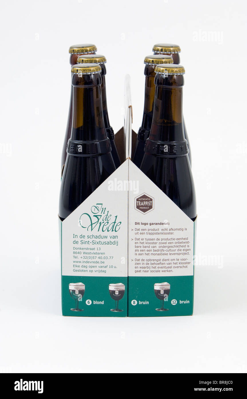 Side view of a sixpack of beer from Westvleteren from Abbey of St Sixtus, Belgium Stock Photo