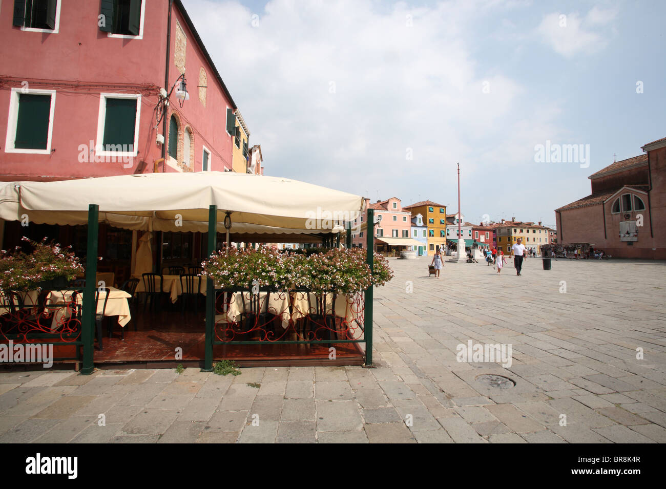 Town square at Burano Island Stock Photo