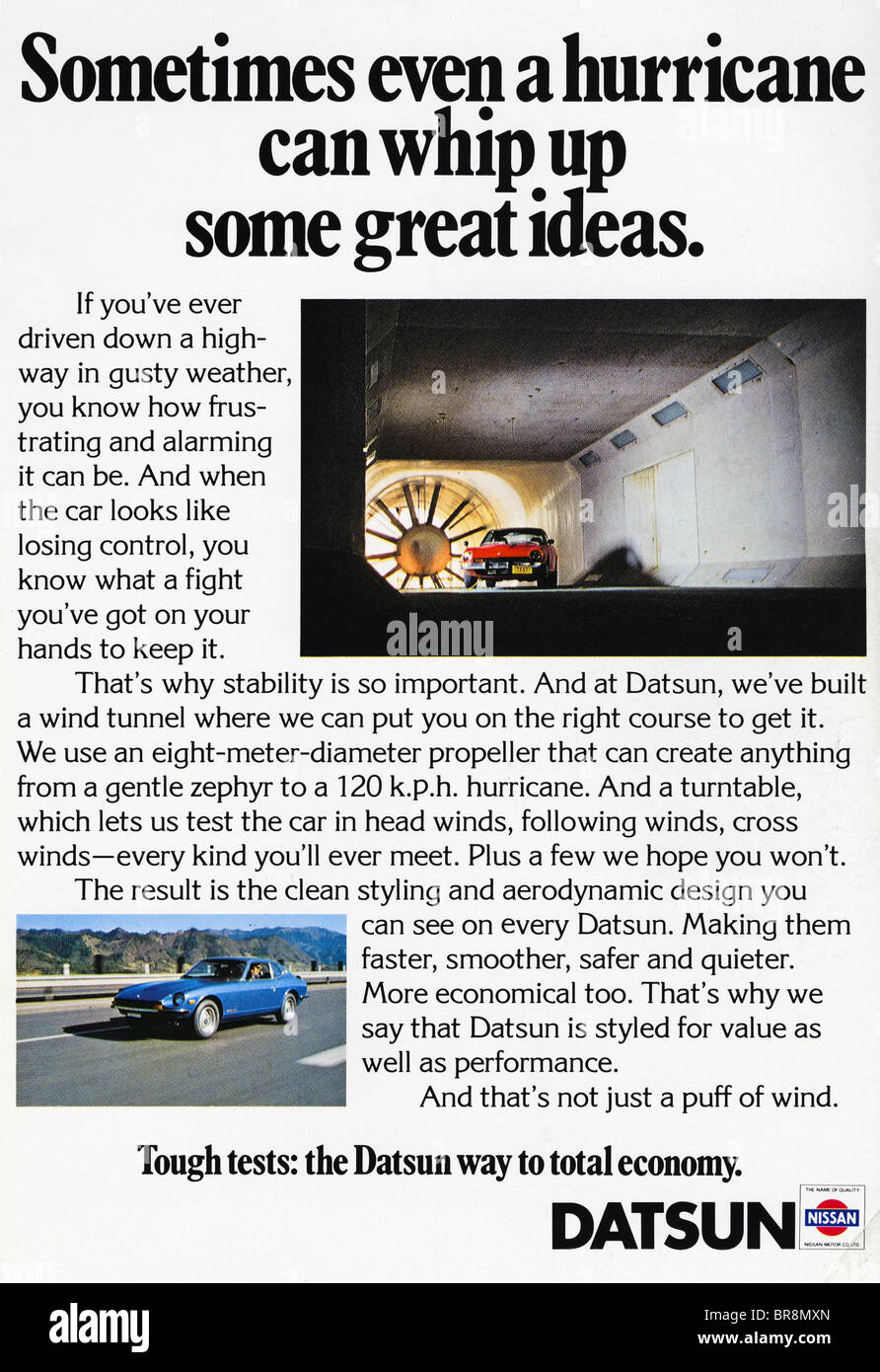 Colour magazine advert for Datsun cars circa 1978 Stock Photo