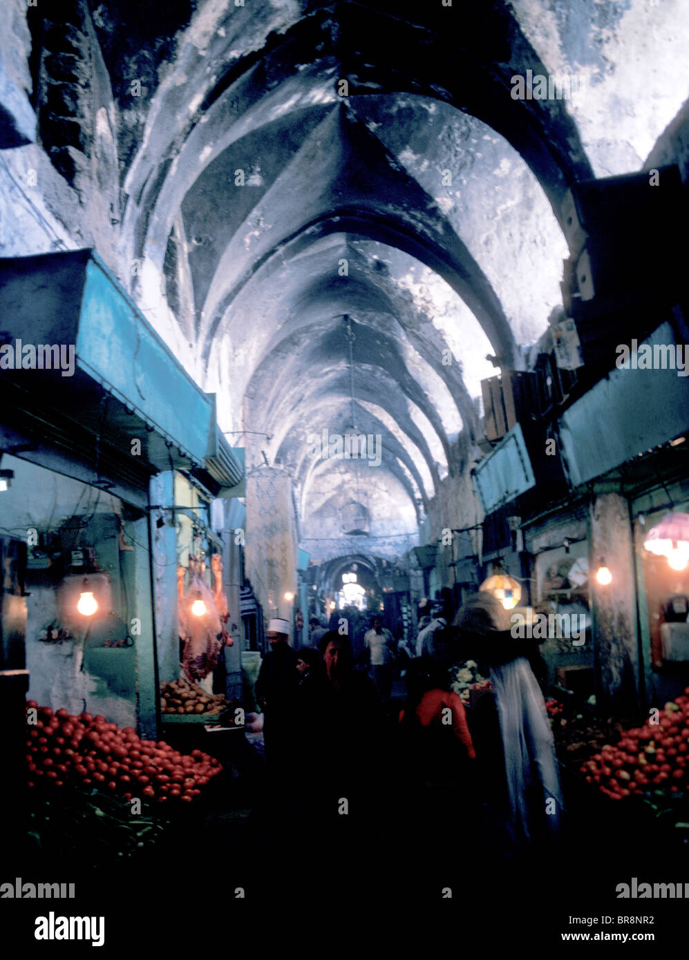 Covered souq in East Jerusalem Stock Photo