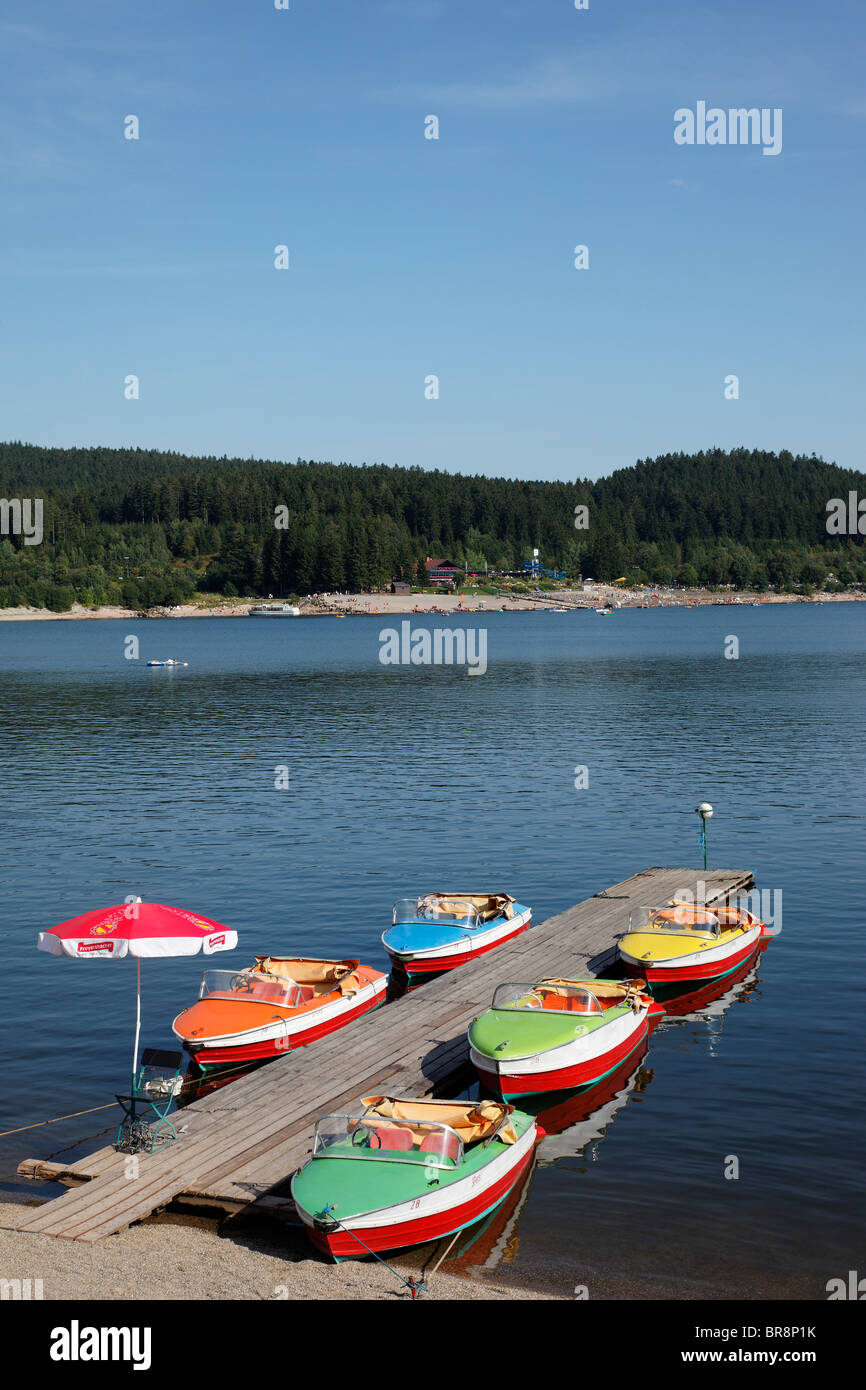 Boats at lake Schluchsee, Bade-Wurttemberg, Germany Stock Photo