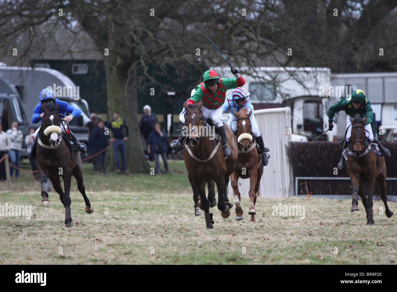 Racehorses galloping towards the finish Stock Photo - Alamy