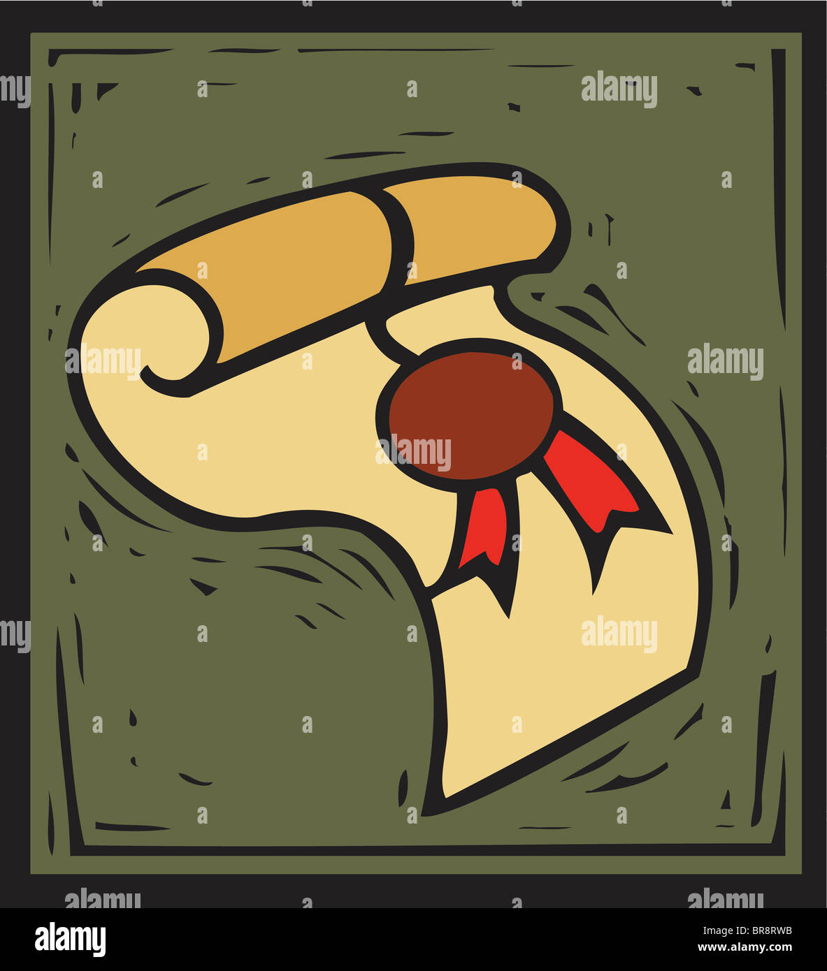 A diploma with a ribbon and sticker on it Stock Photo - Alamy