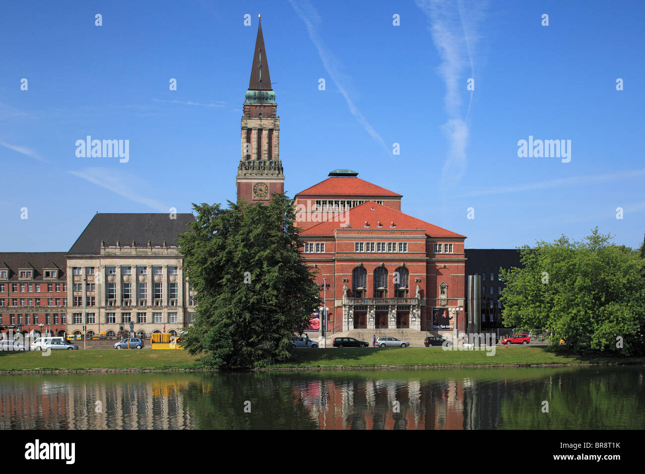 Kleiner Kiel mit Opernhaus und Rathaus, Kiel, Kieler Foerde, Ostsee, Schleswig-Holstein Stock Photo