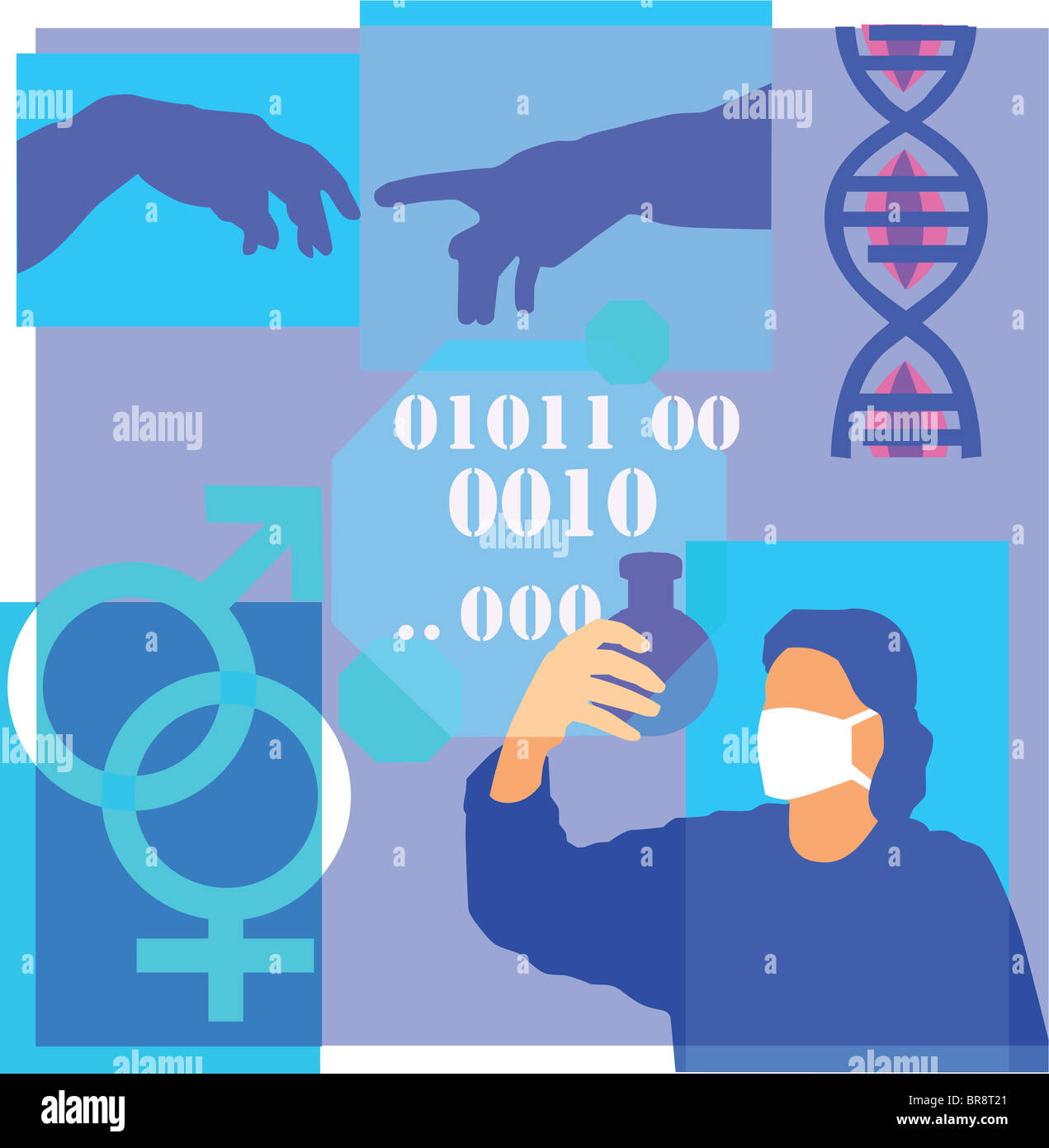 Montage illustration about research containing DNA, chromosomes