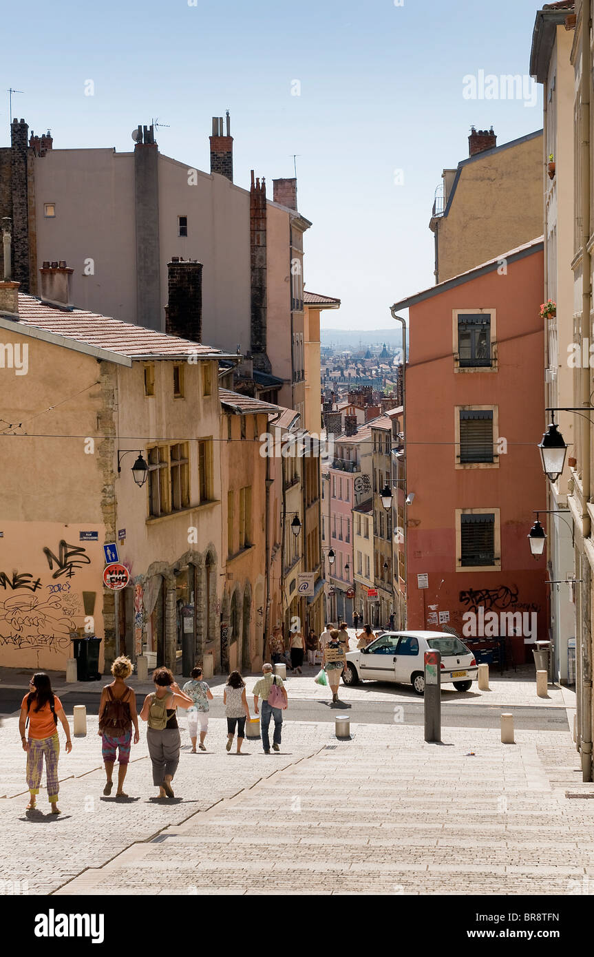 A street in Croix Rousse quarter Stock Photo