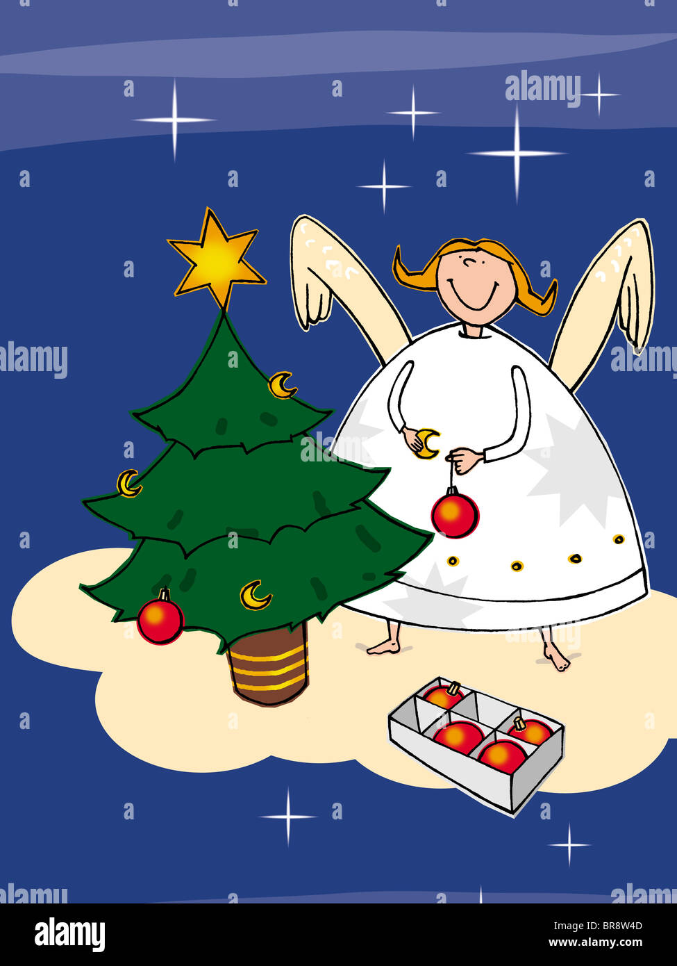 Illustration christmas tree angel hires stock photography and images