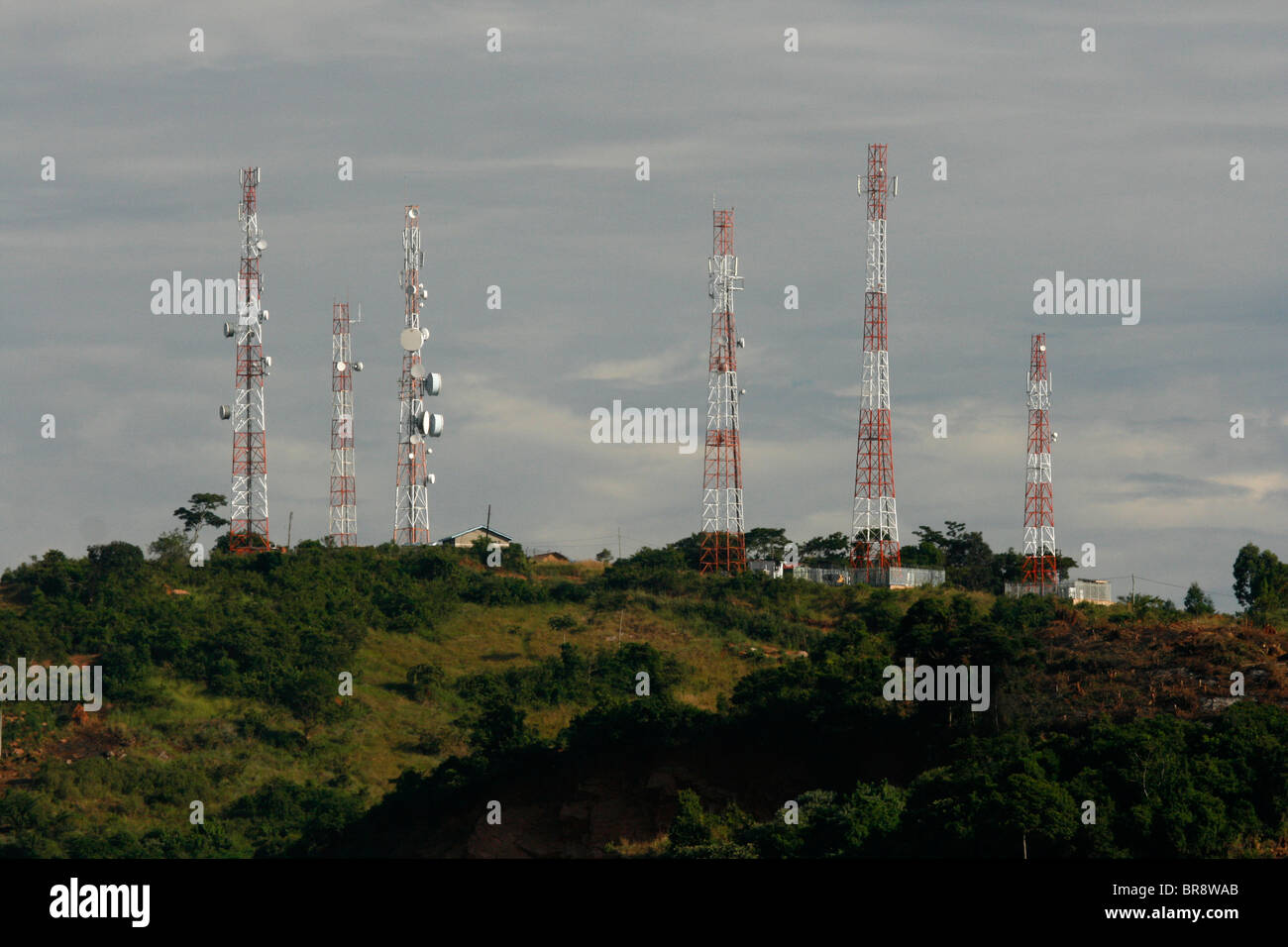 Telecoms masts in Uganda Stock Photo