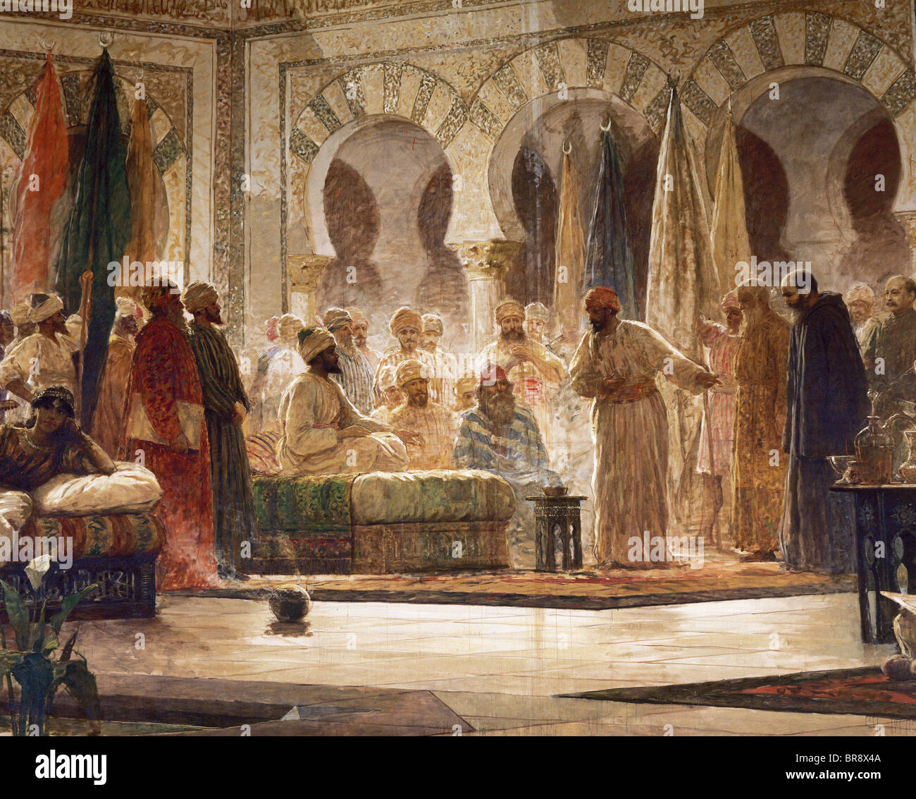 Abd ar-Rahman III (889-961). Caliph's reception of the monk John Gorze, ambassador of Emperor Otto I. Stock Photo