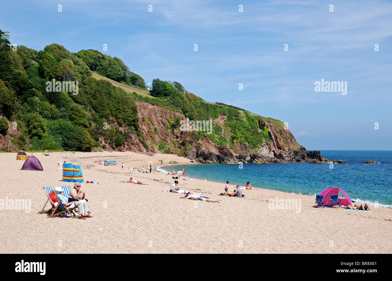 early summer at blackpool sands near dartmouth in devon, uk Stock Photo