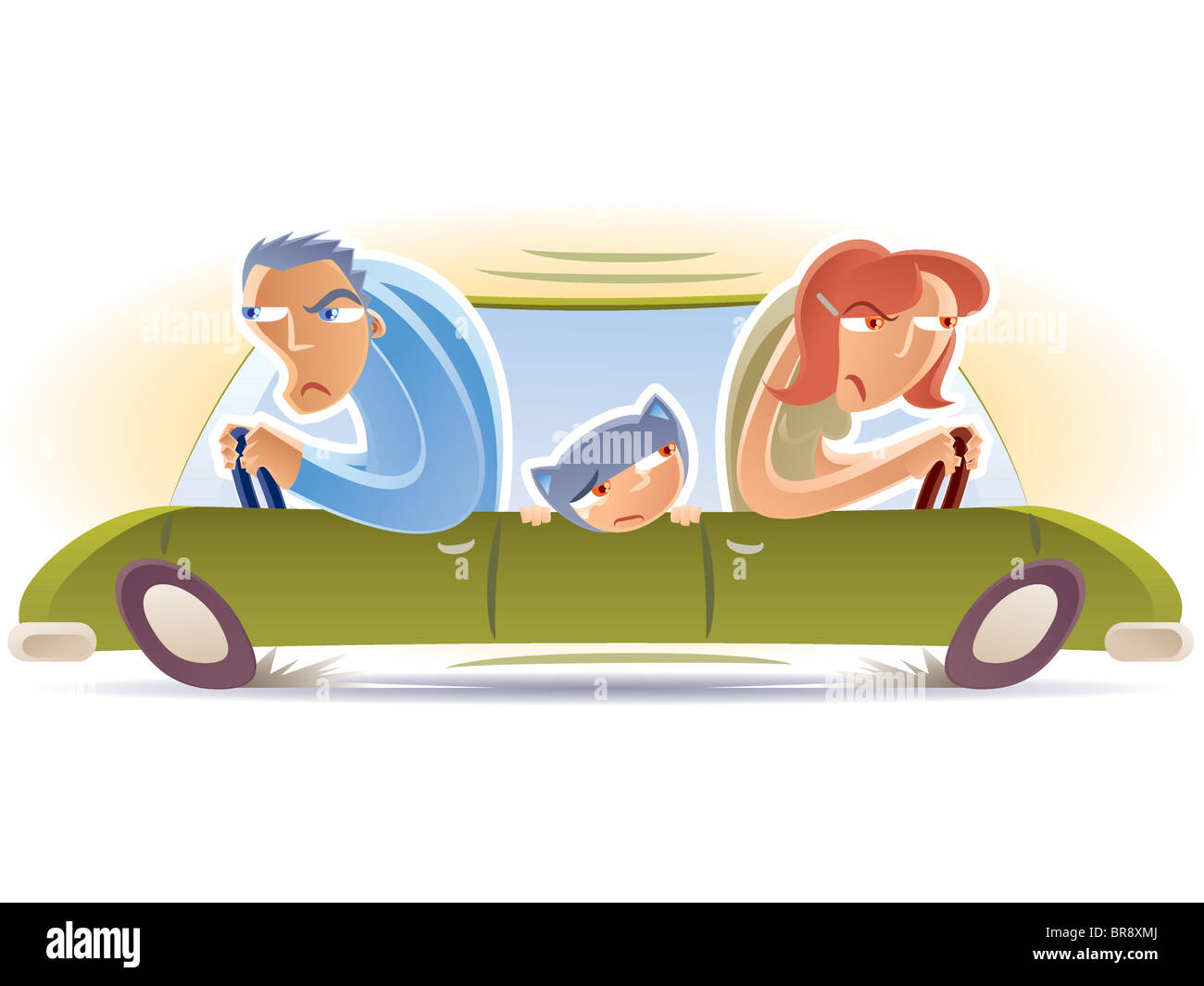 Husband and wife driving in opposite directions Stock Photo Alamy