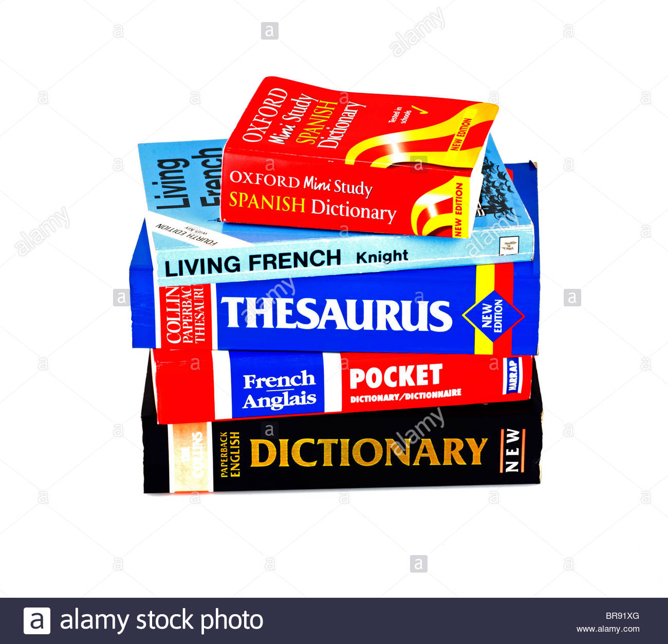 Language books piled up Stock Photo