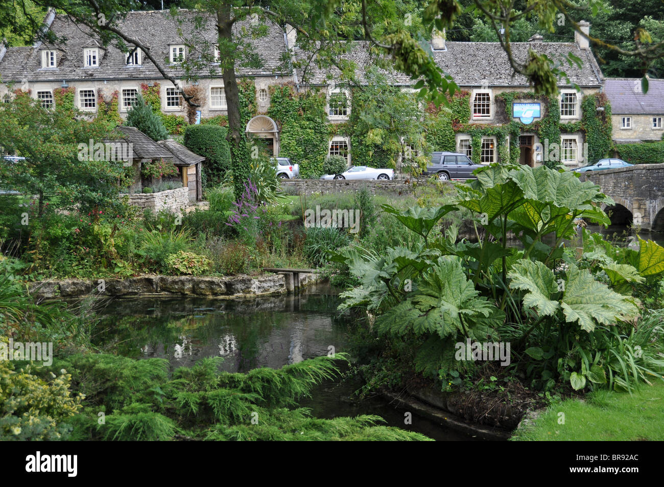 Swan hotel & Bibury trout farm, the Cotswolds Stock Photo Alamy