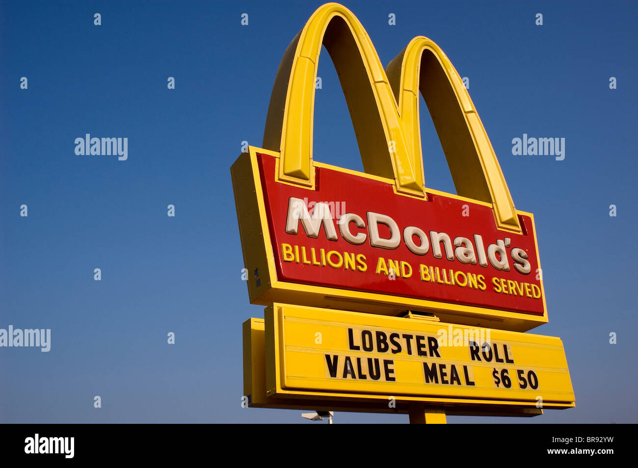A McDonald's sign advertises lobster rolls Stock Photo