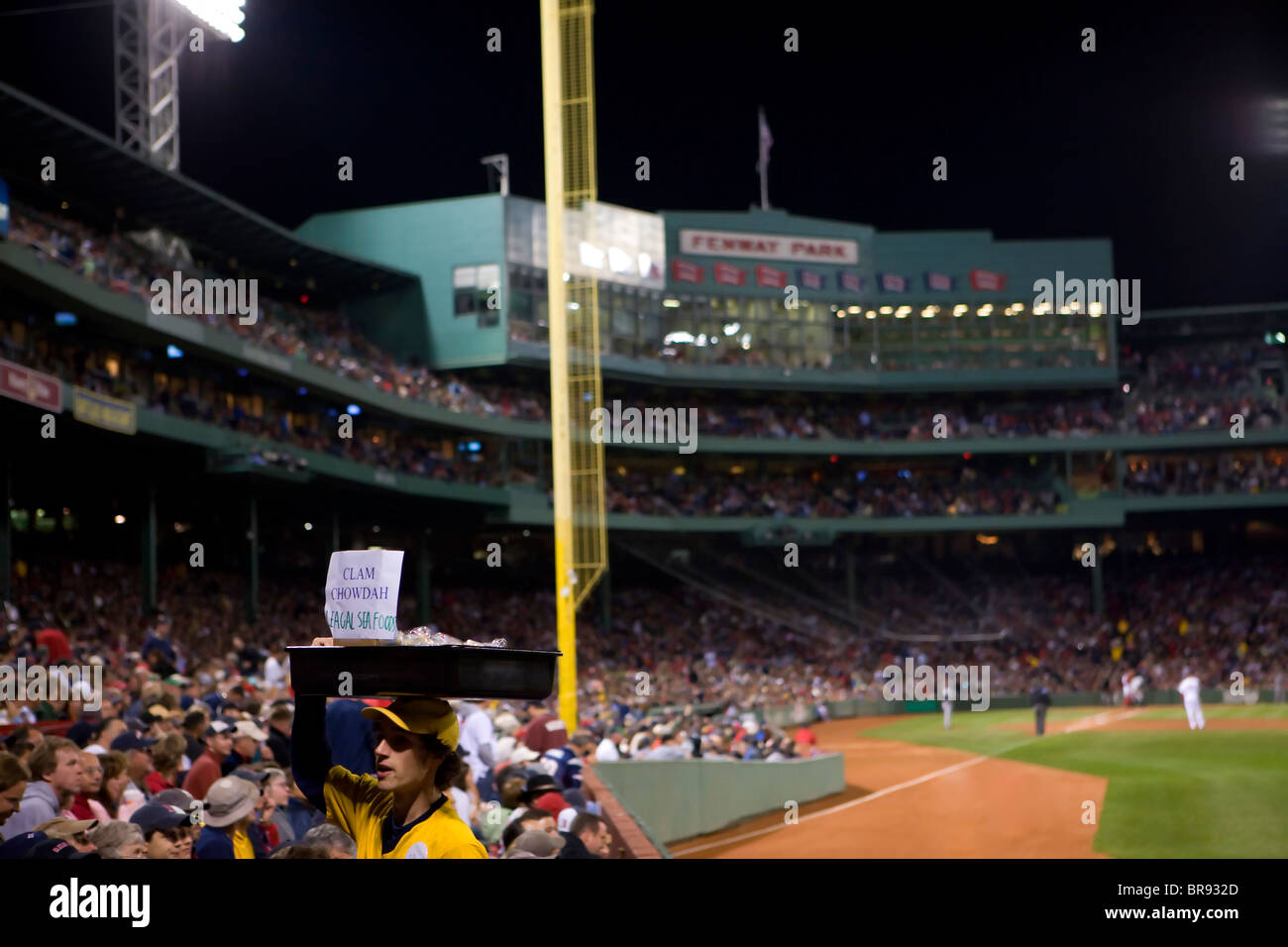 Concessionaire sells clam chowder Fenway Park Boston Massachusetts