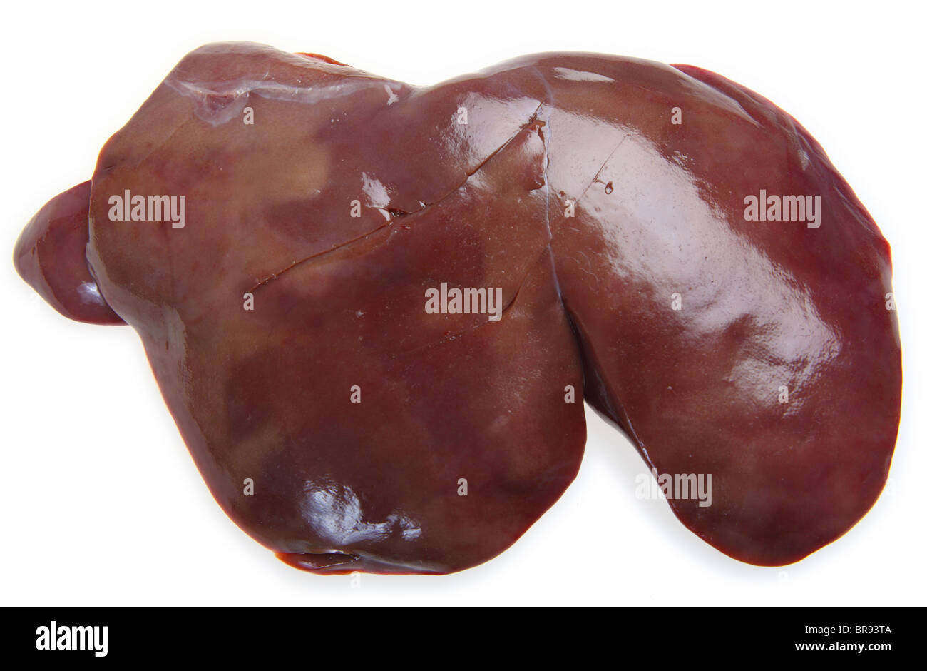 Raw lamb's liver isolated on a white background Stock Photo