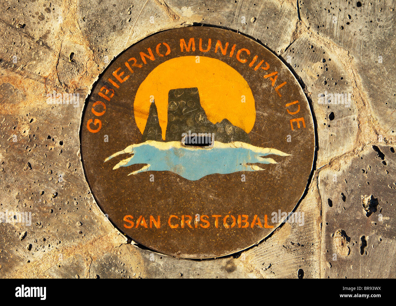 Manhole Cover, San Cristobal Stock Photo