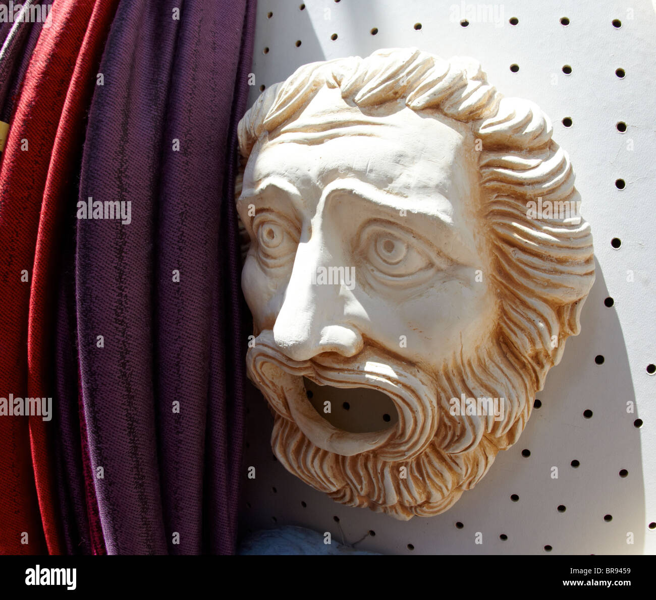 Classic Greek Plaster Mask  For Sale  In Lindos Rhodes Greek Islands Greece Hellas Stock Photo