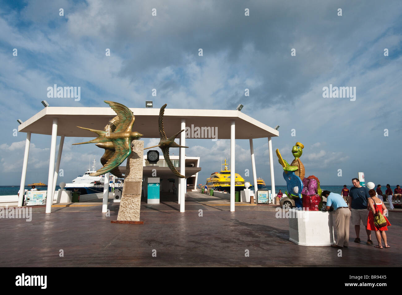 Mexico, Cozumel. Dove sculpture at the municipal ferry pier, San Miguel