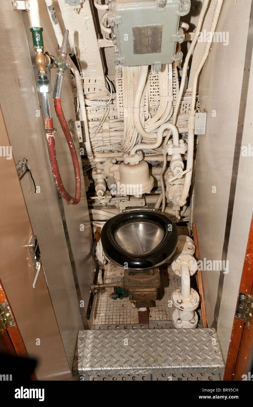 Submarine toilet, HMS Alliance, Royal Navy Submarine Museum, Gosport