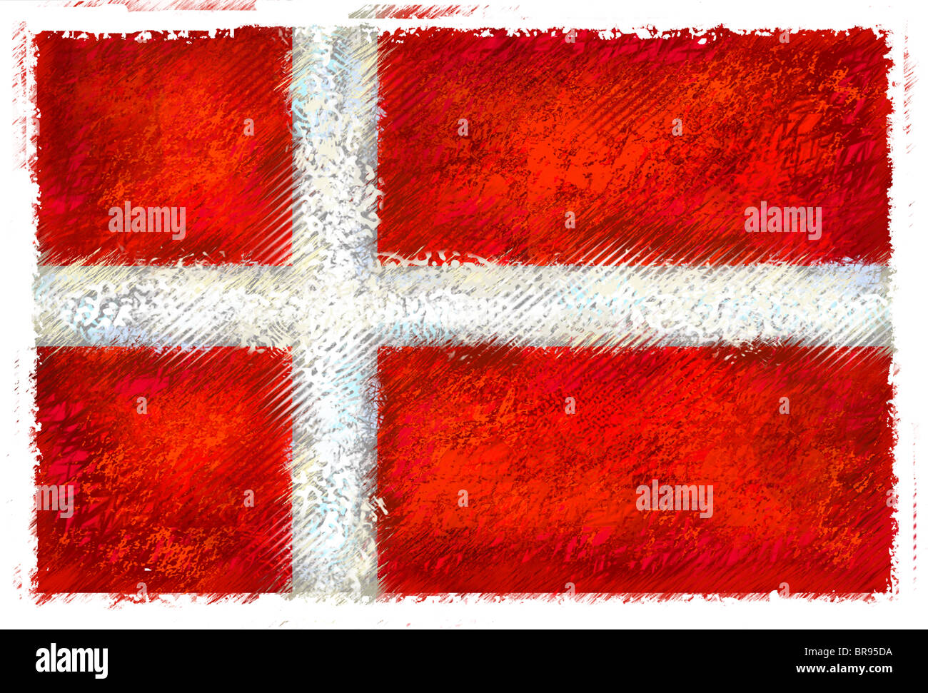 Drawing of the flag of Denmark Stock Photo