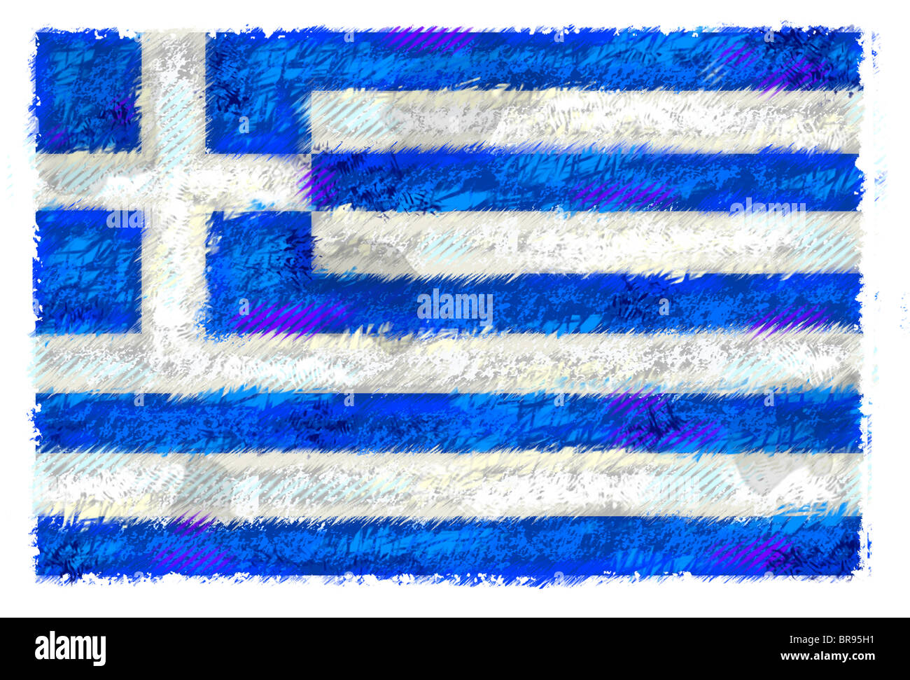 Drawing of the flag of Greece Stock Photo Alamy