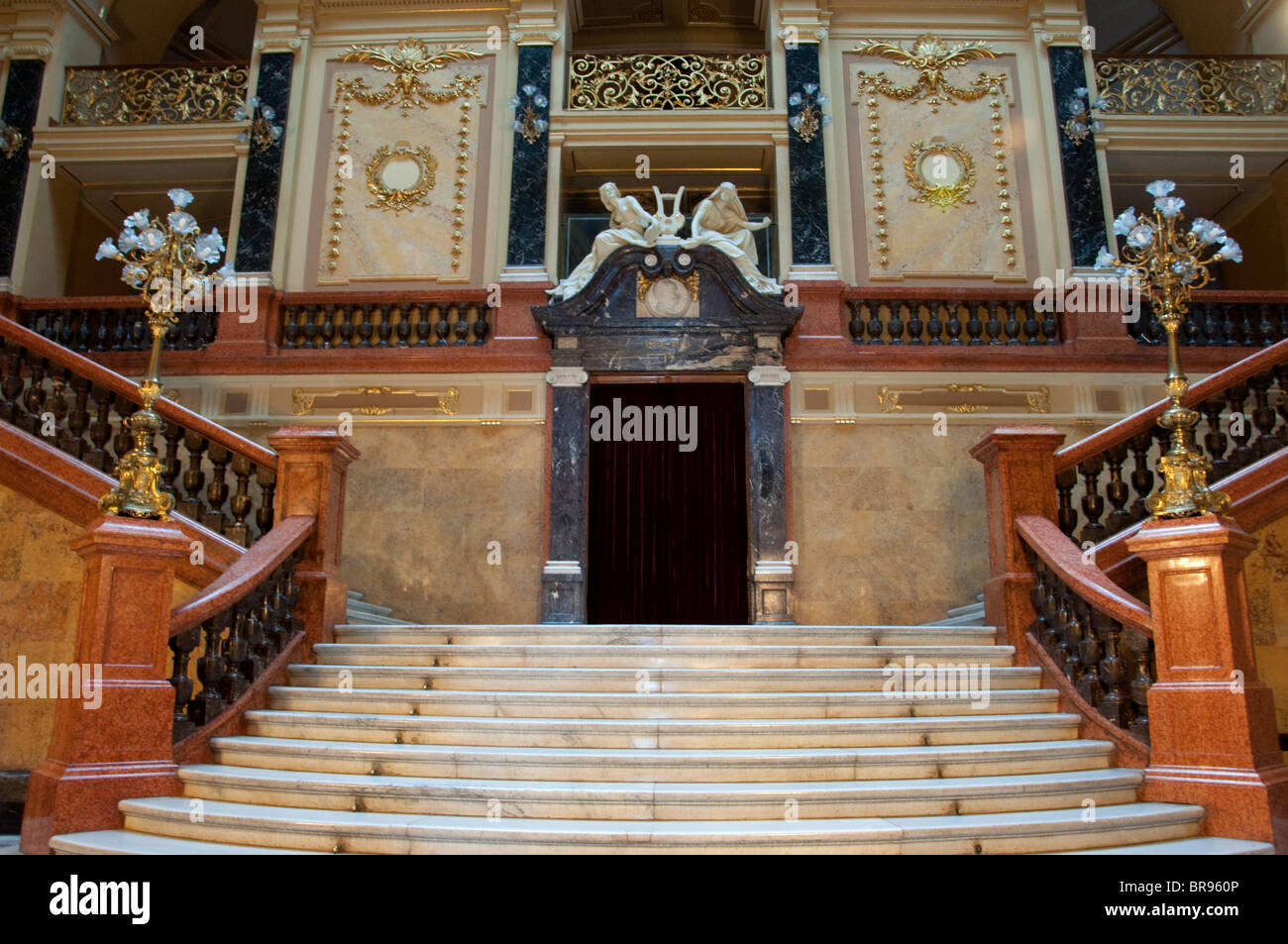 Main staircase in Lviv Opera House foyer Stock Photo - Alamy