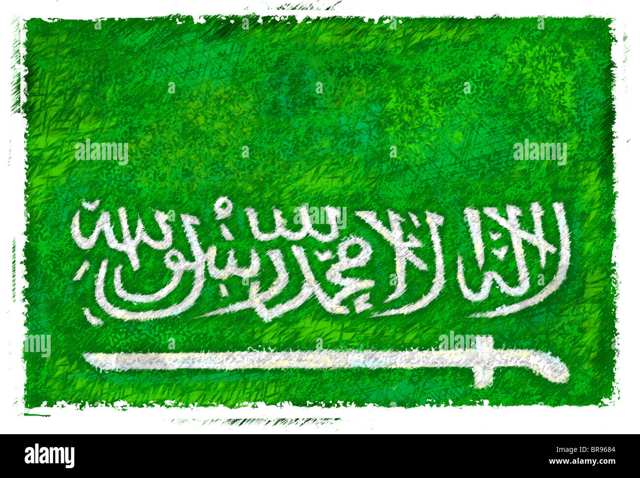 Drawing of the flag of Saudi Arabia Stock Photo