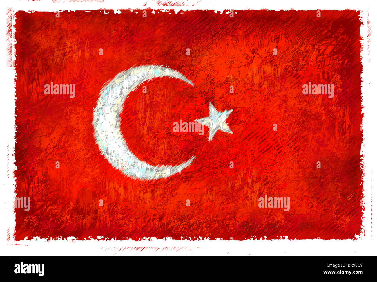 Drawing of the flag of Turkey Stock Photo