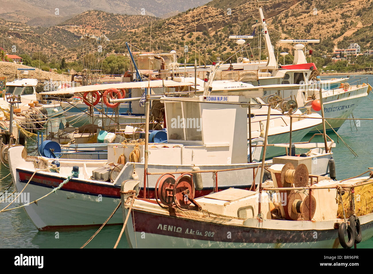 Crete Agia Galini Harbour Stock Photo