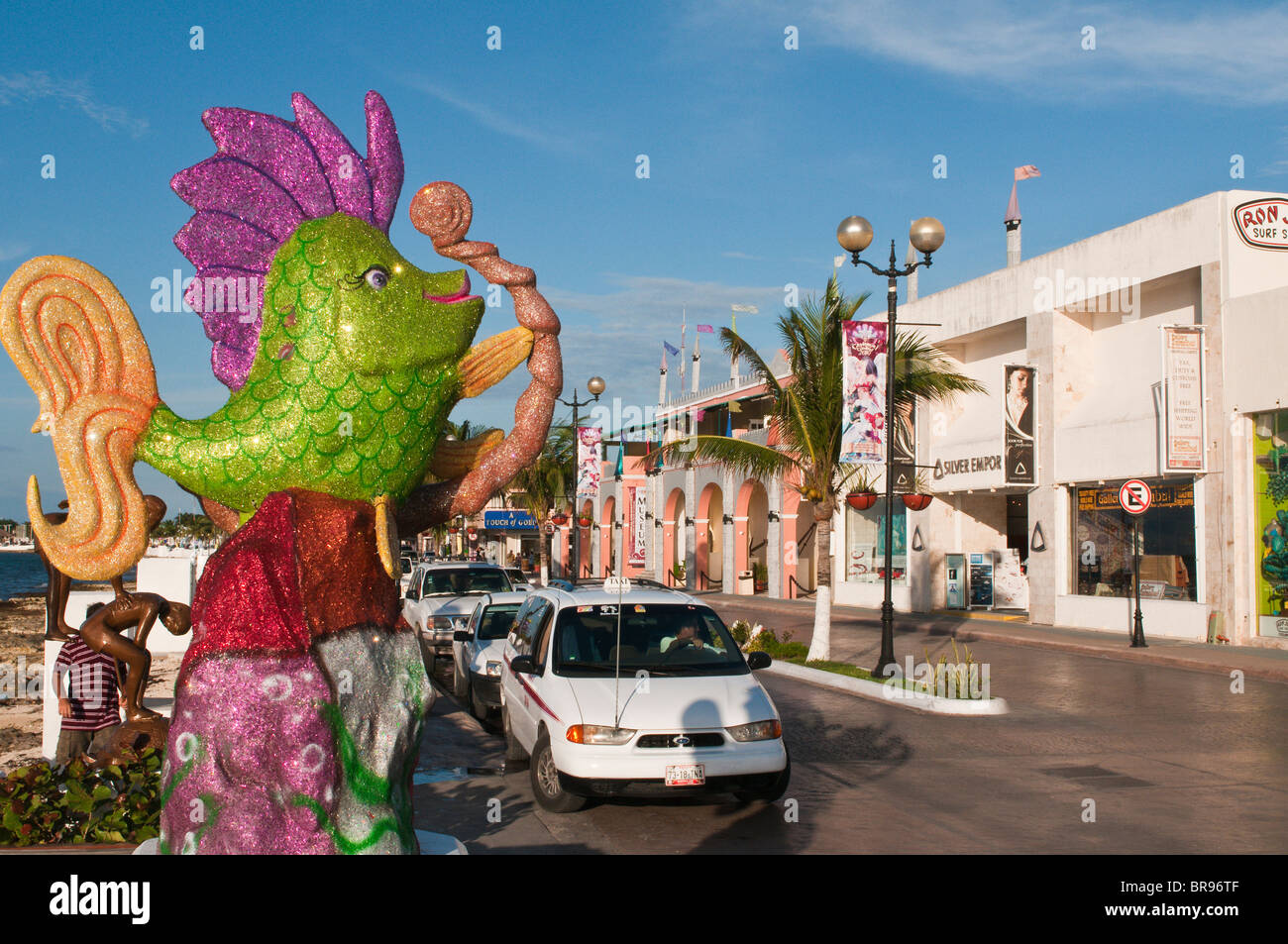 Mexico, Cozumel. Carnival decorations in San Miguel, Isla Cozumel