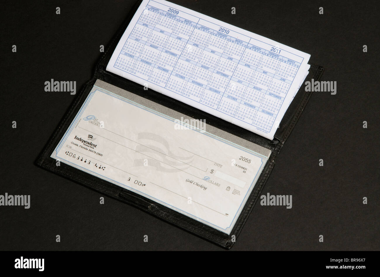 Dollar cheque book from Independent National Bank Florida USA Stock Photo