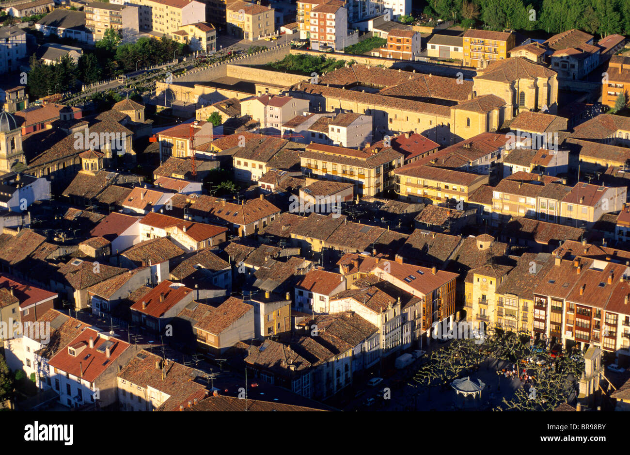 Aerial view of Briviesca village. Burgos. Castile-Leon. Spain Stock Photo